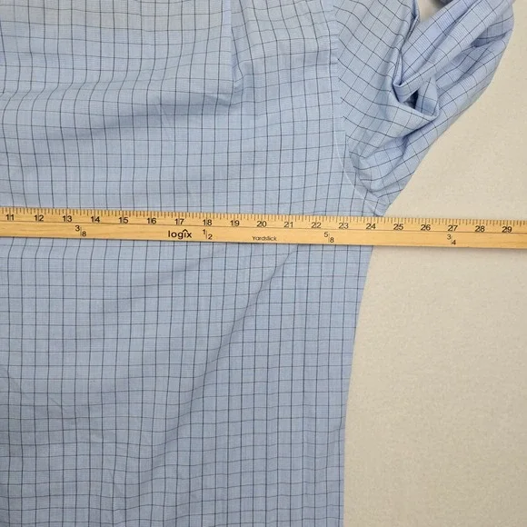 Dockers Mens Long Sleeve Blue‎ Plaid Button Down Dress Shirt Fitted Stretch Sz L - Picture 7 of 13